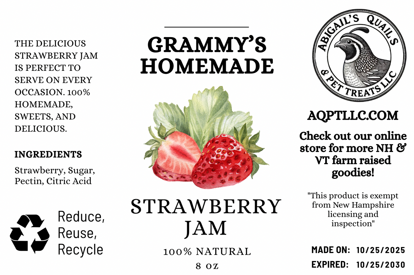 Grammy’s Homemade Strawberry Jam Half Pint