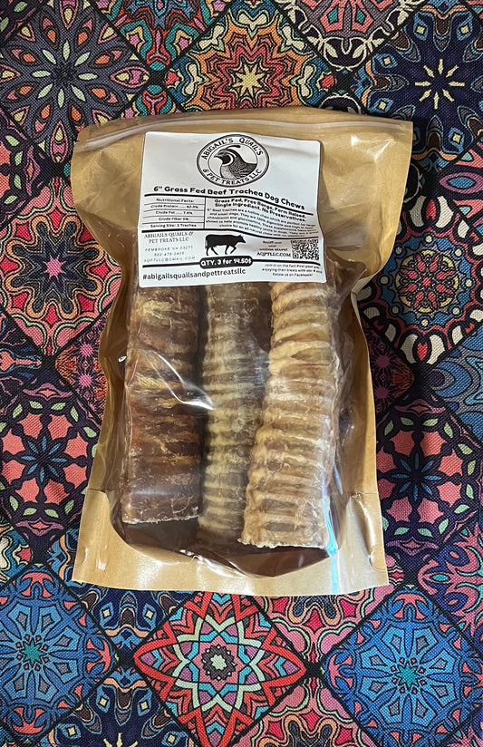 100% Grass Fed Beef Trachea 6" Long