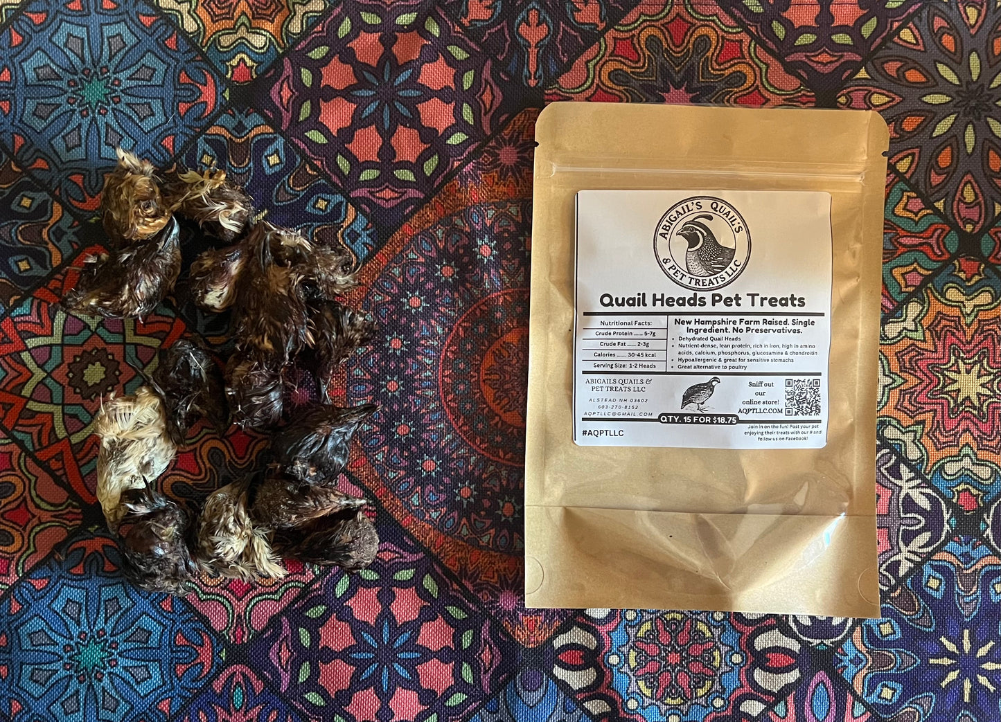 NH Farm-Raised Quail Heads (Dehydrated)