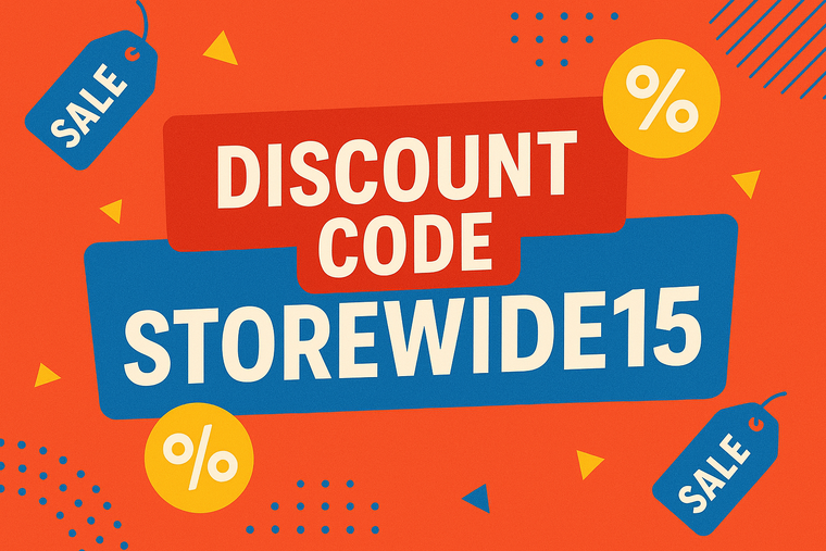 Discount banner with STOREWIDE15 code